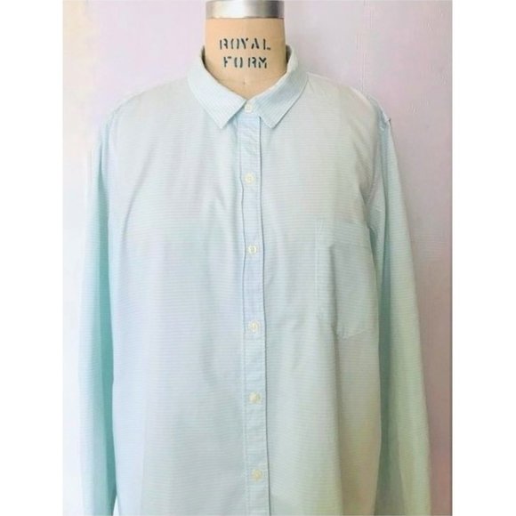 GAP AQUA BLUE WHITE STRIPE FITTED BOYFRIEND LONG SLEEVE SHIRT XL NWT - Picture 5 of 8
